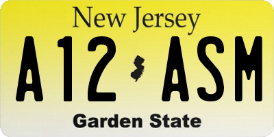 NJ license plate A12ASM