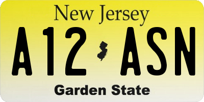 NJ license plate A12ASN