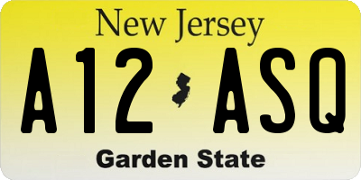 NJ license plate A12ASQ