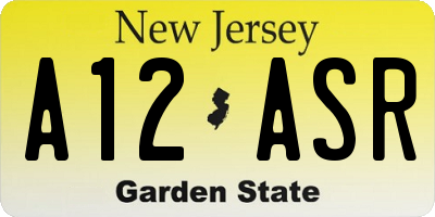 NJ license plate A12ASR