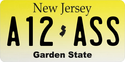 NJ license plate A12ASS
