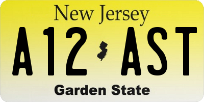 NJ license plate A12AST