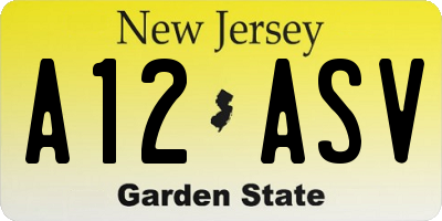 NJ license plate A12ASV