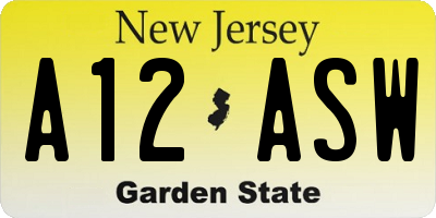 NJ license plate A12ASW