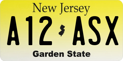 NJ license plate A12ASX