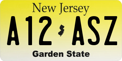NJ license plate A12ASZ