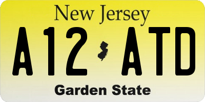 NJ license plate A12ATD