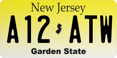 NJ license plate A12ATW