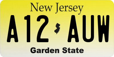 NJ license plate A12AUW