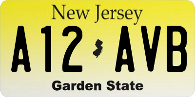 NJ license plate A12AVB
