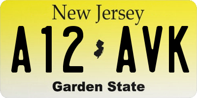 NJ license plate A12AVK