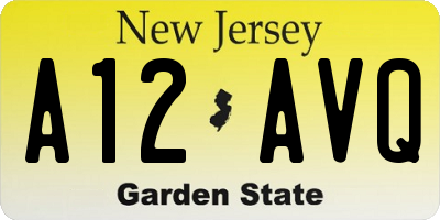 NJ license plate A12AVQ