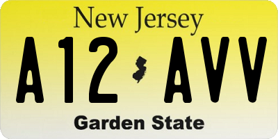 NJ license plate A12AVV