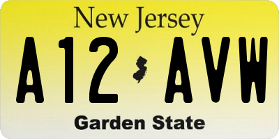 NJ license plate A12AVW