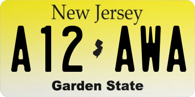 NJ license plate A12AWA