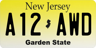 NJ license plate A12AWD