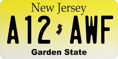 NJ license plate A12AWF
