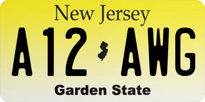 NJ license plate A12AWG