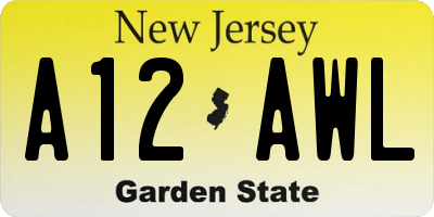 NJ license plate A12AWL