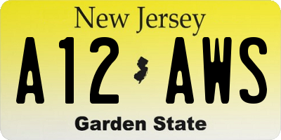 NJ license plate A12AWS