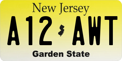 NJ license plate A12AWT