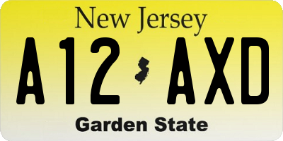 NJ license plate A12AXD