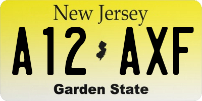 NJ license plate A12AXF