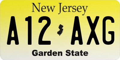 NJ license plate A12AXG