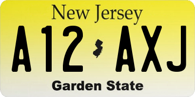 NJ license plate A12AXJ