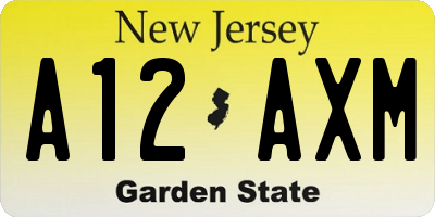 NJ license plate A12AXM