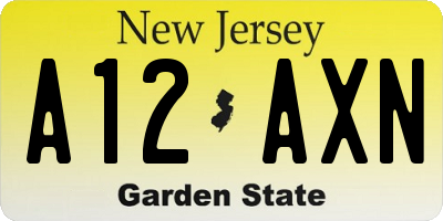 NJ license plate A12AXN