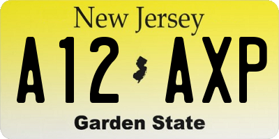 NJ license plate A12AXP