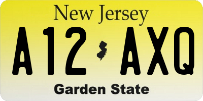 NJ license plate A12AXQ