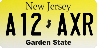 NJ license plate A12AXR