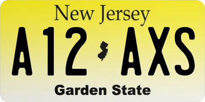 NJ license plate A12AXS