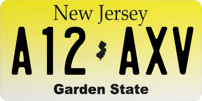 NJ license plate A12AXV