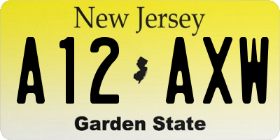 NJ license plate A12AXW