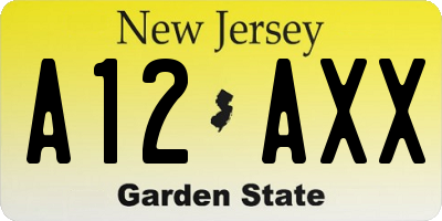 NJ license plate A12AXX