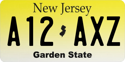 NJ license plate A12AXZ