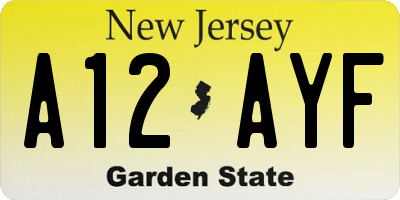 NJ license plate A12AYF