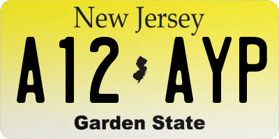 NJ license plate A12AYP