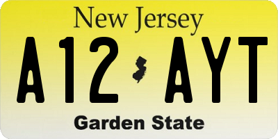 NJ license plate A12AYT