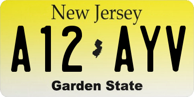 NJ license plate A12AYV