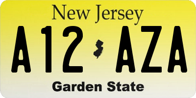 NJ license plate A12AZA