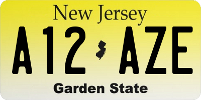 NJ license plate A12AZE
