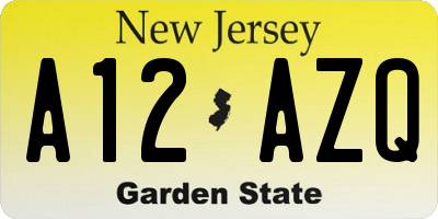 NJ license plate A12AZQ