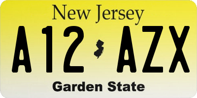 NJ license plate A12AZX