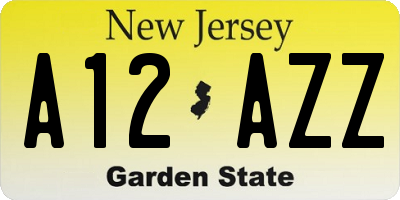 NJ license plate A12AZZ