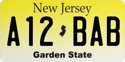 NJ license plate A12BAB