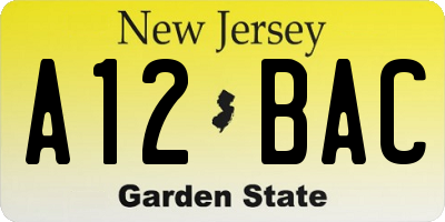 NJ license plate A12BAC